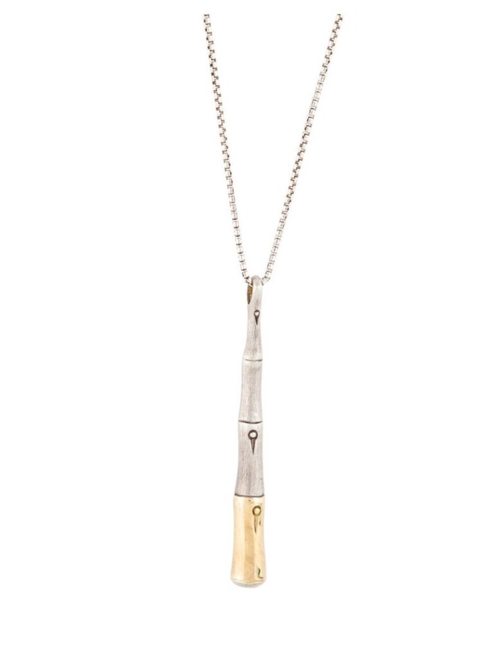 JOHN HARDY STERLING SILVER & 18K YELLOW GOLD BAMBOO BRUSHED PENDANT NECKLACE